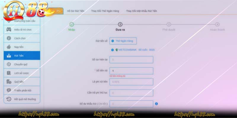Biểu mẫu rút tiền QH88 bạn cần hoàn tất